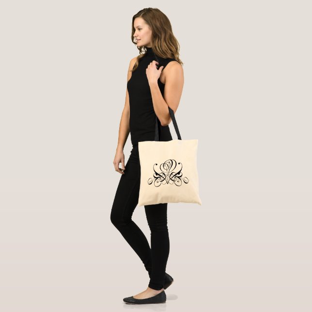 Calligraphy Black Rose Bride Tote Bag (Front (Model))