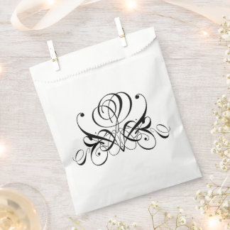 Calligraphy Black Rose Wedding Favour Bags