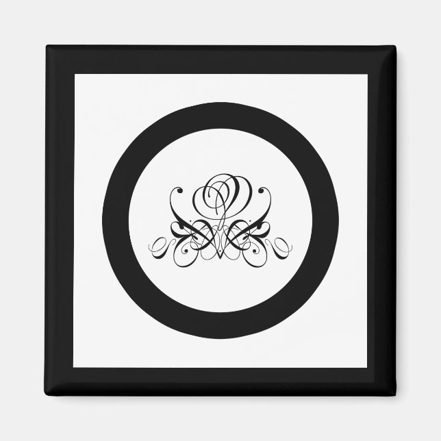 Calligraphy Black Rose Wedding Magnet (Front)