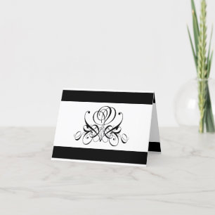 Calligraphy Black Rose Wedding Thank You Card