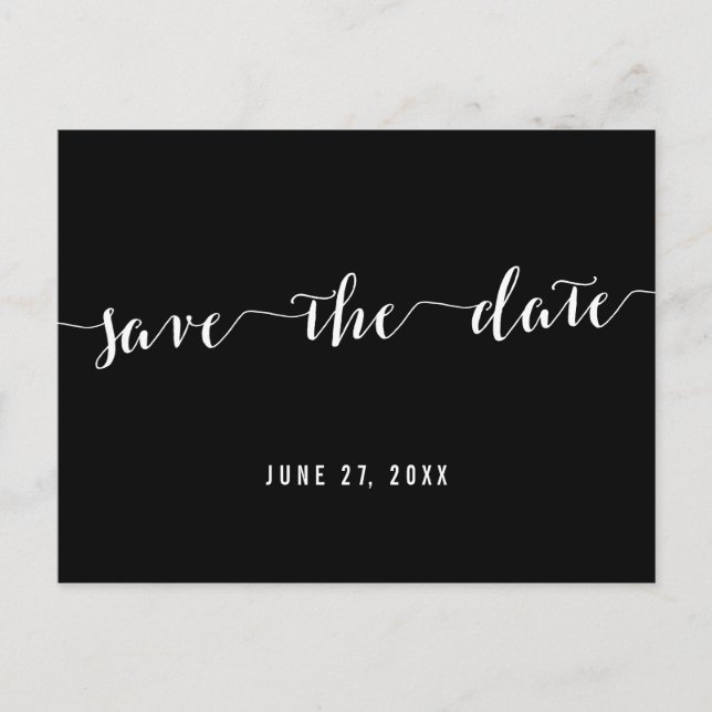 Calligraphy Black Save The Dates Postcard (Front)