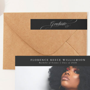 calligraphy black white customisable graduation wrap around label