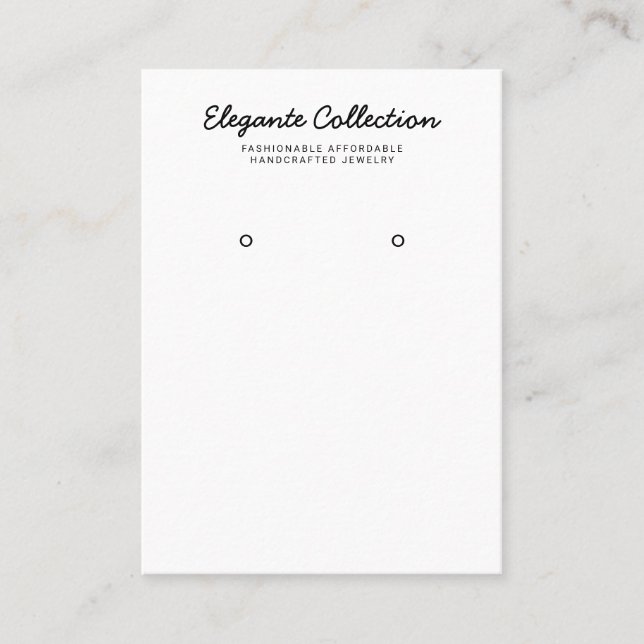 Calligraphy Black White Earring Display Business Card (Front)