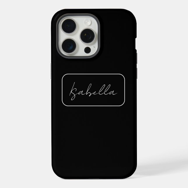 Calligraphy Black White Plain Creative Modern Name iPhone Case (Back)