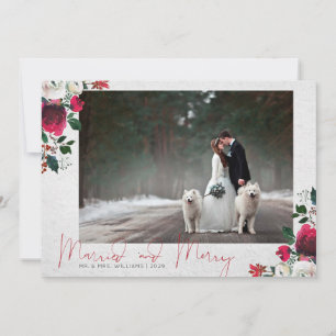 CALLIGRAPHY + BLOOM Merry & Married Photo Holiday Card