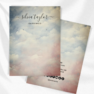 Calligraphy Blue Sky Clouds Earring Display Card
