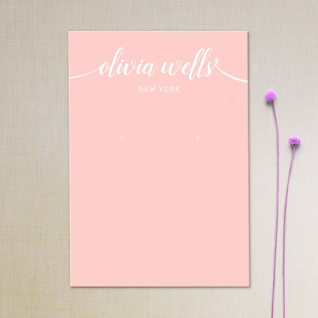 Calligraphy Blush Pink Earring Display Card (Creator Uploaded)