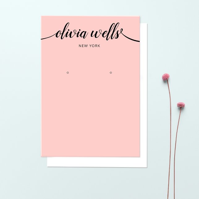 Calligraphy Blush Pink Earring Display Card (Creator Uploaded)