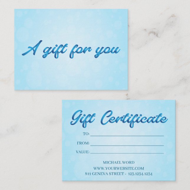 Calligraphy Bobble Small Business Gift Certificate (Front/Back)