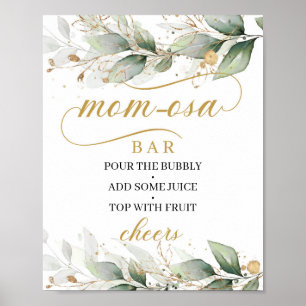 Calligraphy boho eucalyptus gold mum-osa bar sign