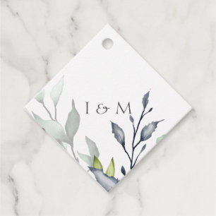 Calligraphy Botanical Wedding Favour Tags