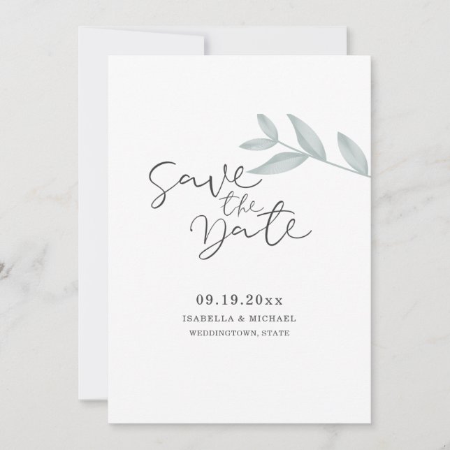 Calligraphy Botanical Wedding Save the Date (Front)