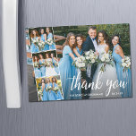 Calligraphy Bridesmaid Thank You Magnet Card<br><div class="desc">Modern Elegant Calligraphy Script Wedding 4 Photo Collage Thank You For Being My Bridesmaid Magnetic Card</div>