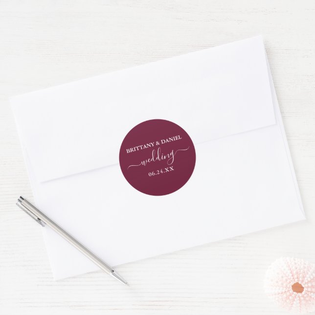 Calligraphy Burgundy Wedding Envelope Seals (Envelope)