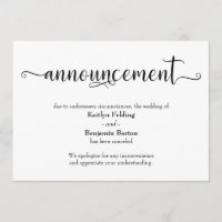 Calligraphy Cancelled Wedding Announcement