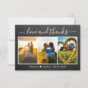 Calligraphy Chalkboard Wedding Photo Collage Thank You Card
