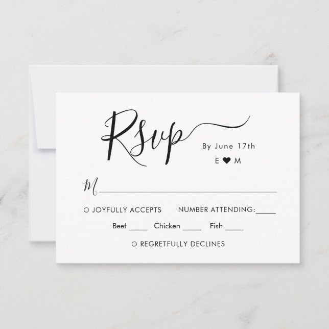 Calligraphy Chic Script Monogram Wedding RSVP (Front)