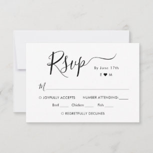 Calligraphy Chic Script Monogram Wedding RSVP Card