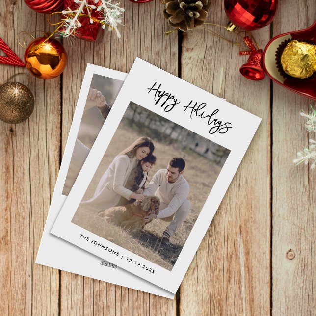 Calligraphy Christmas Family Photos Holiday Card (Creator Uploaded)