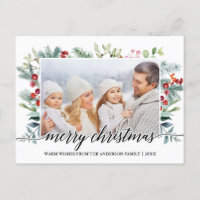 Calligraphy Christmas Greenery Family Photo