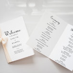 Calligraphy Classic Minimalist Folded Wedding  Programme<br><div class="desc">This calligraphy classic minimalist folded wedding program is perfect for a rustic wedding. The design features a beautiful black font in a white background to embellish your event.

Include a quote or short message,  order of service,  wedding party and thank you message.</div>