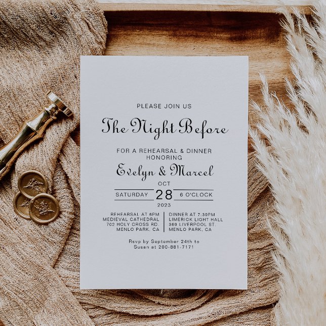 Calligraphy Classic Minimalist Rehearsal Dinner  Invitation (Creator Uploaded)