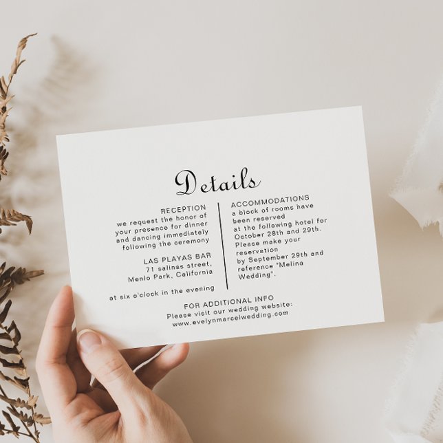 Calligraphy Classic Minimalist Wedding Details  Enclosure Card (Creator Uploaded)