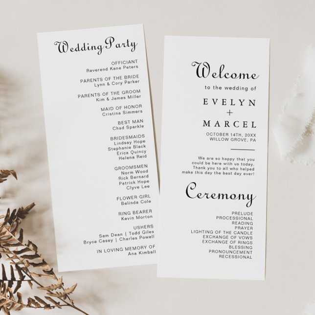 Calligraphy Classic Minimalist Wedding Program Programme (Creator Uploaded)