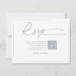 Calligraphy Classic Modern Wedding  QR Code RSVP Card