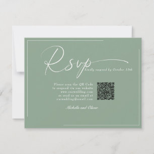 Calligraphy Classic Modern Wedding  QR Code RSVP Card