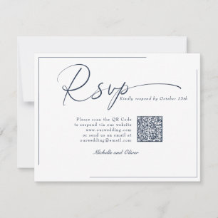 Calligraphy Classic Modern Wedding  QR Code RSVP Card
