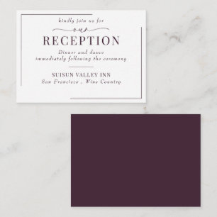 Calligraphy Classic Modern Wedding Reception Enclosure Card