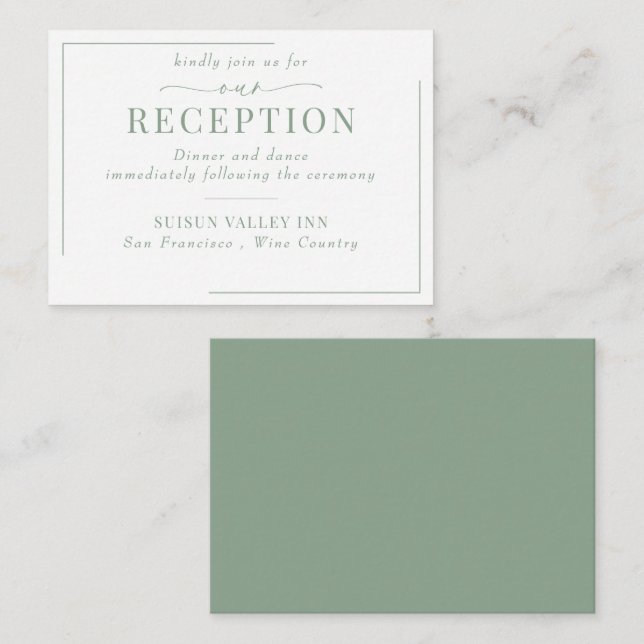 Calligraphy Classic Modern Wedding Reception Enclosure Card (Front/Back)
