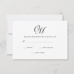 Calligraphy Classic Modern Wedding RSVP Card