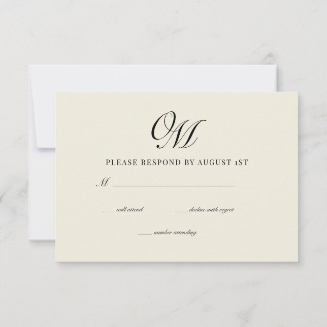 Calligraphy Classic Modern Wedding RSVP Card (Back)