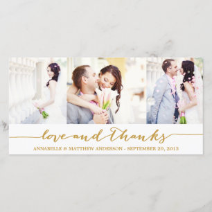 CALLIGRAPHY COLLAGE WEDDING THANK YOU PHOTO CARD