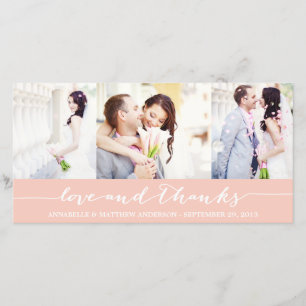 CALLIGRAPHY COLLAGE WEDDING THANK YOU PHOTO CARD