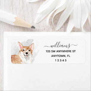 Calligraphy Corgi Dog Return Address