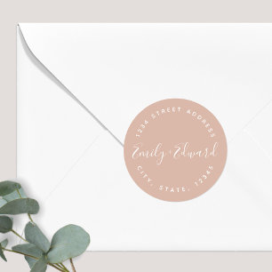 Calligraphy Couple Names Circular Wedding Address Classic Round Sticker