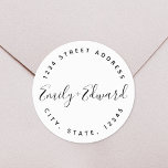 Calligraphy Couple Names Circular Wedding Address Classic Round Sticker<br><div class="desc">Custom-designed circular return address labels featuring personalized couple/bride and groom's names in modern hand calligraphy. Great for decorating wedding envelopes,  gifts,  favors,  new home announcements,  and more!</div>