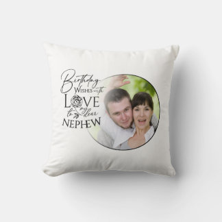 Calligraphy Custom Photo Birthday For Nephew Cushion