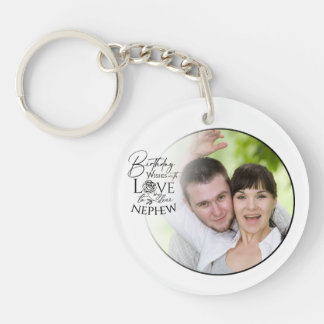 Calligraphy Custom Photo Birthday For Nephew Key Ring
