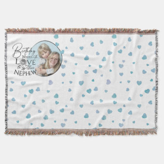 Calligraphy Custom Photo Birthday For Nephew Throw Blanket