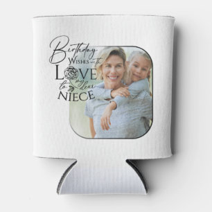 Calligraphy Custom Photo Birthday For Niece Can Cooler