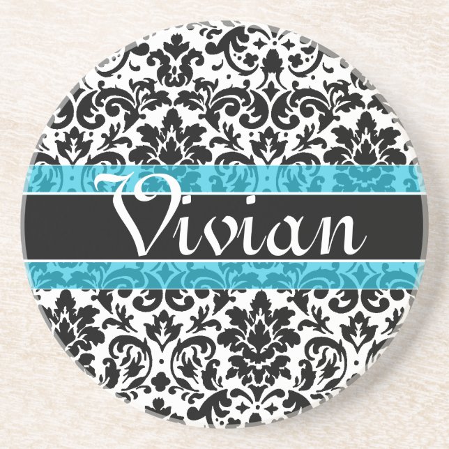 Calligraphy damask pattern coaster (Front)