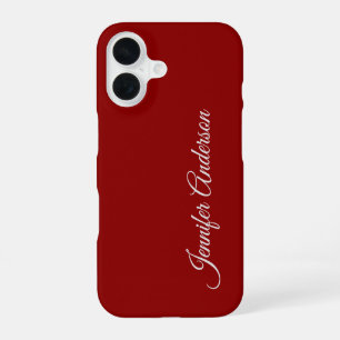 Calligraphy Dark Red Colour Personalised Name iPhone 16 Case