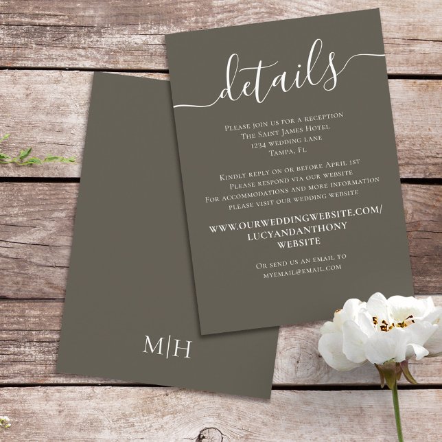 Calligraphy Details Simple Website Brown Grey  Enclosure Card (Creator Uploaded)