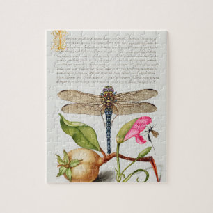 Calligraphy (Dragonfly, Carnation & Pear )   Jigsaw Puzzle