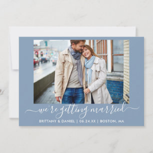 Calligraphy Dusty Blue Getting Married Save The Date