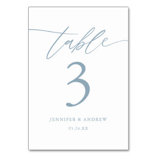 Calligraphy Dusty Blue Wedding Table Seating Cards